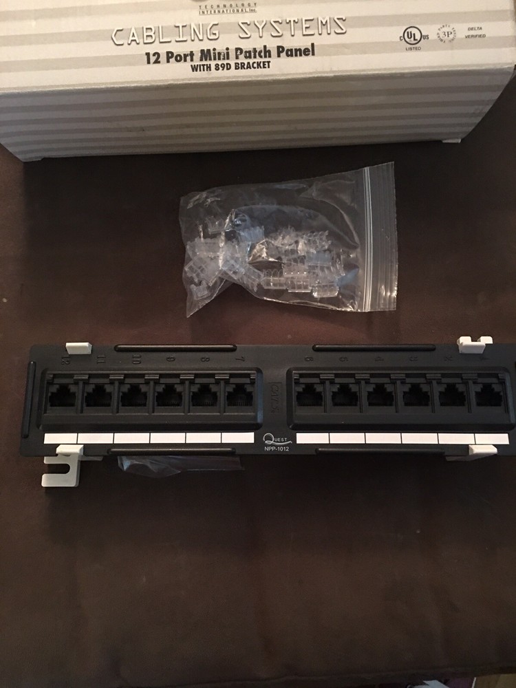 Quest Cabling System 12 port Mini Patch Panel w/89D Bracket Cat 5e