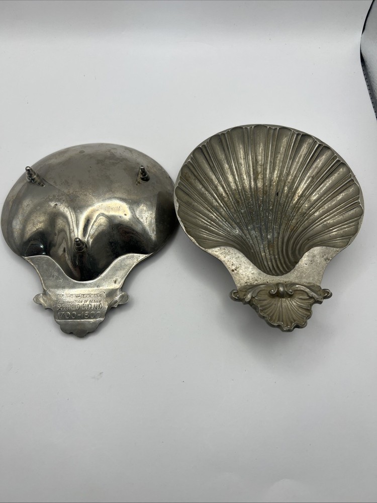 2 MCM Sheffield England Reproduction Of Design 1700-1800 Silver Plt. Clam Shell