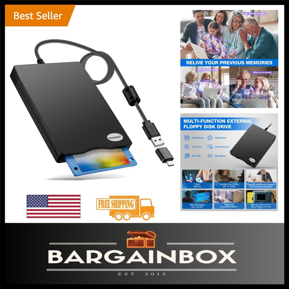 Dust-Resistant 1.44MB USB Floppy Disk Reader - Compatible with Windows Devices