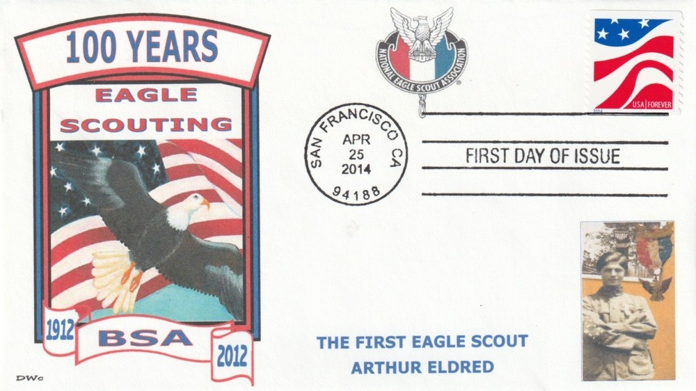BSA  EAGLE SCOUT  NESA  100 YRS SCOUTS 1stEAGLE SCOUT ELDRED  FDC-DWc