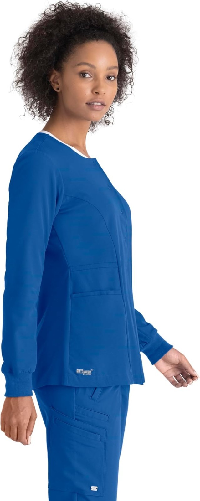 GREYS ANANTOMY SIGNATURE WOMEN SCRUB JACKET BUTTON FRONT IN ROYAL BLUE #2407 NWT