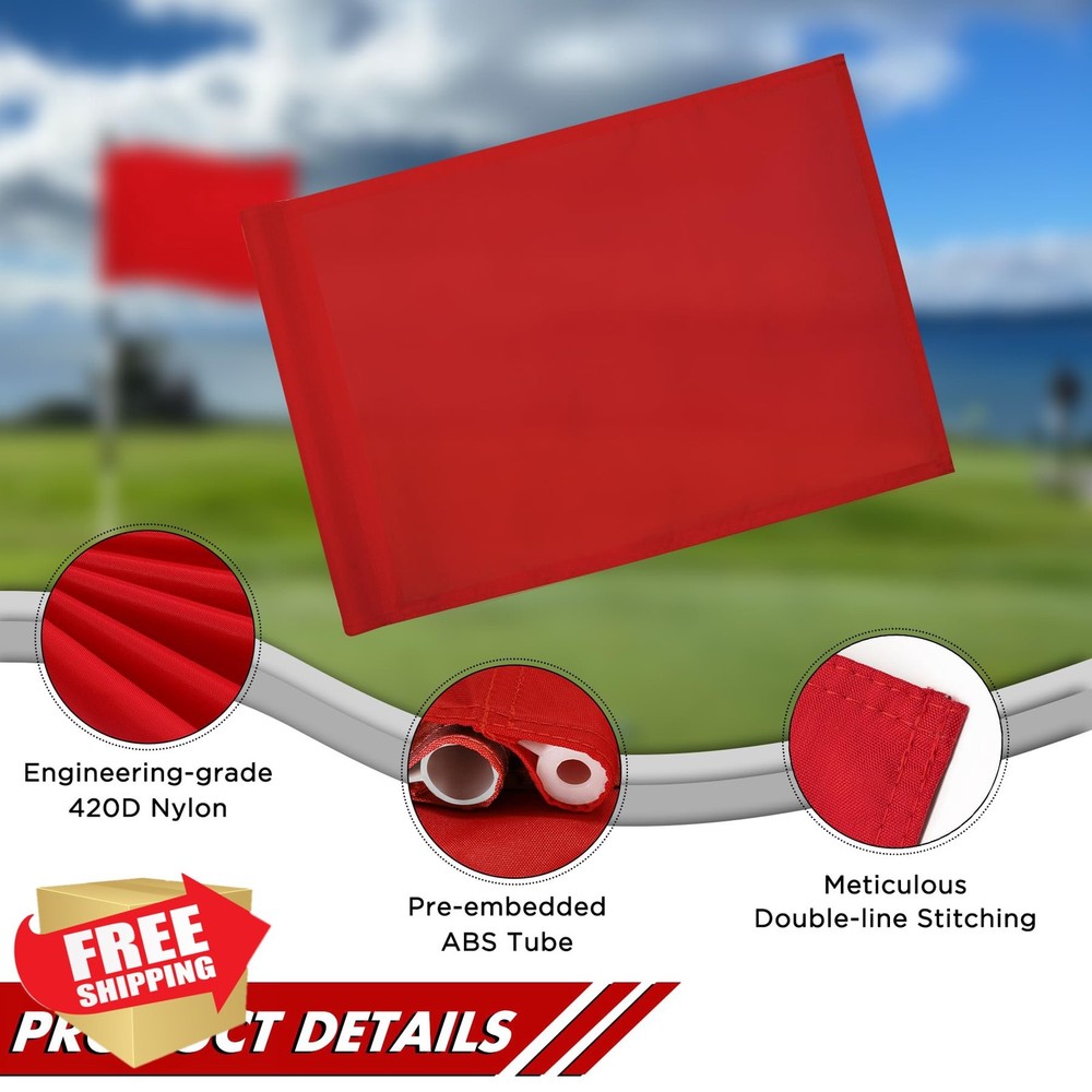 KINGTOP Golf Flags 20x14 Inch Plain Red 3-Pack