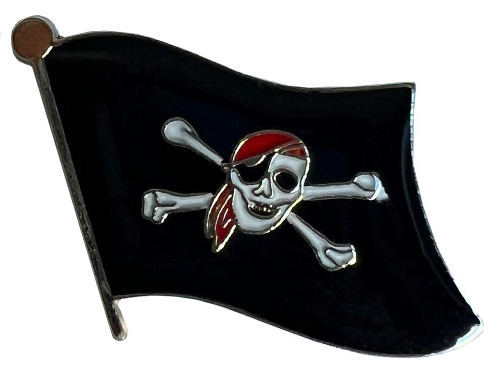 Pirate Red Hat Wavy Motorcycle Hat Cap Lapel Pin