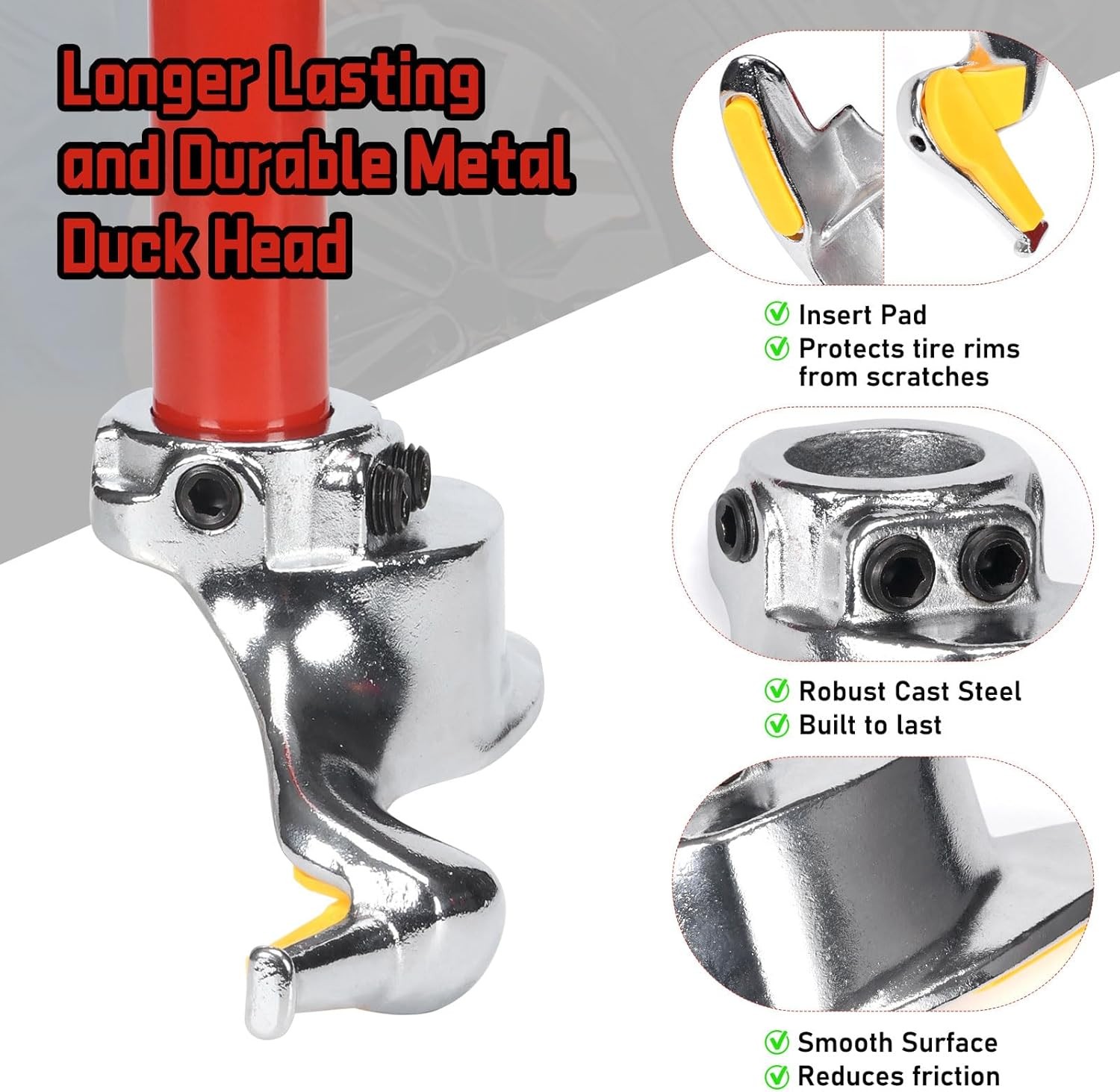 Upgrade Manual Tire Changer Steel Duck Head Mount Kit with Centering Cone RED