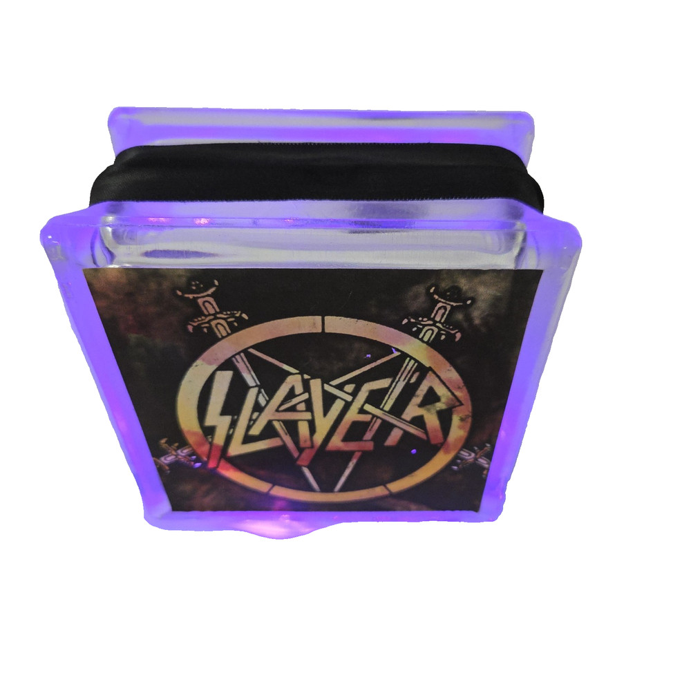 Slayer Lighted Glass Block  Purple 6 x 6 x 3 Classic Rock Custom Made