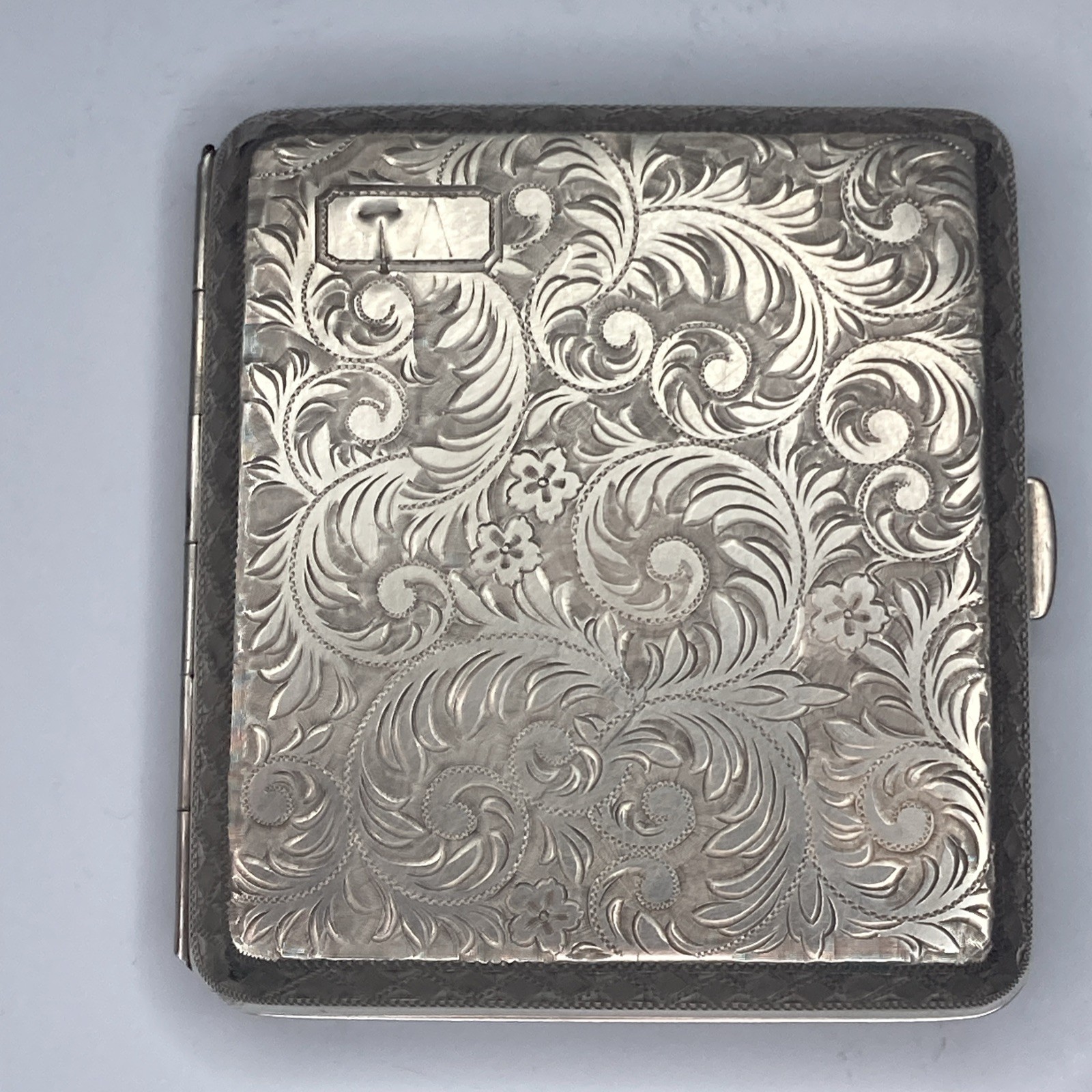 Sterling Silver .950 Cigarette Case Vintage Engraved~Made In Japan(130.5 Grams)