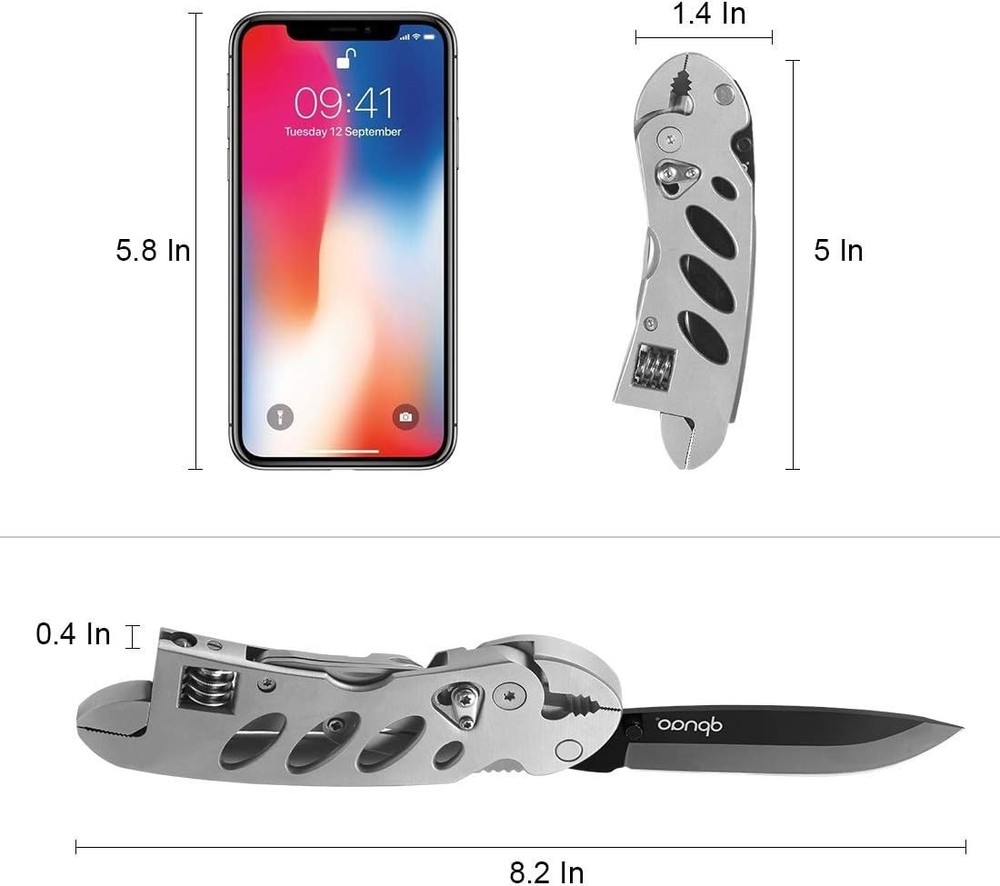 Multitool Wrench With 7 Tools/Pliers/Wire Cutter/Flat Screwdriver/Phillips Sc...