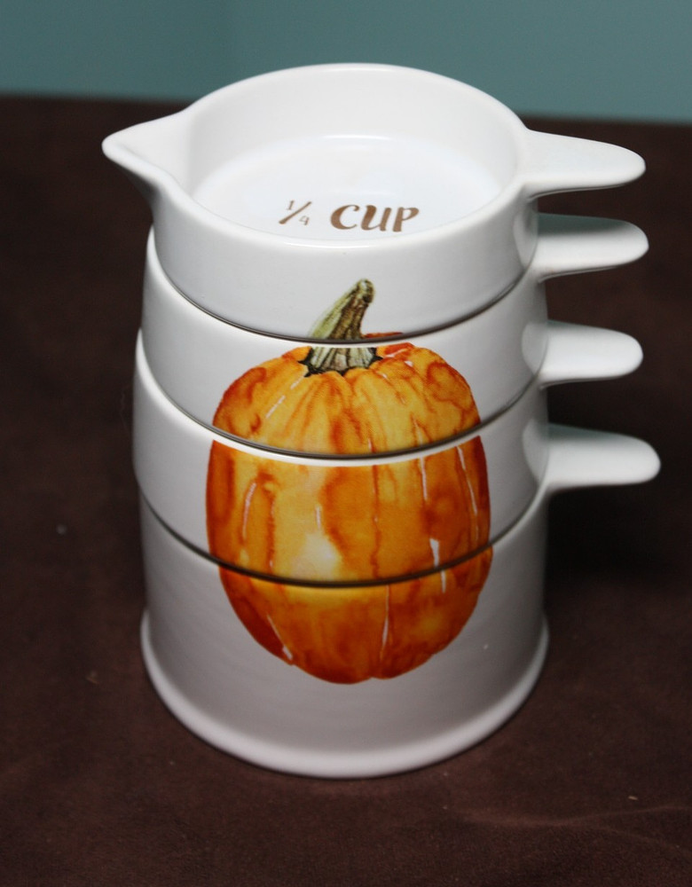 Whimsical PUMPKIN Ceramic Stacking Measuring Cups Set