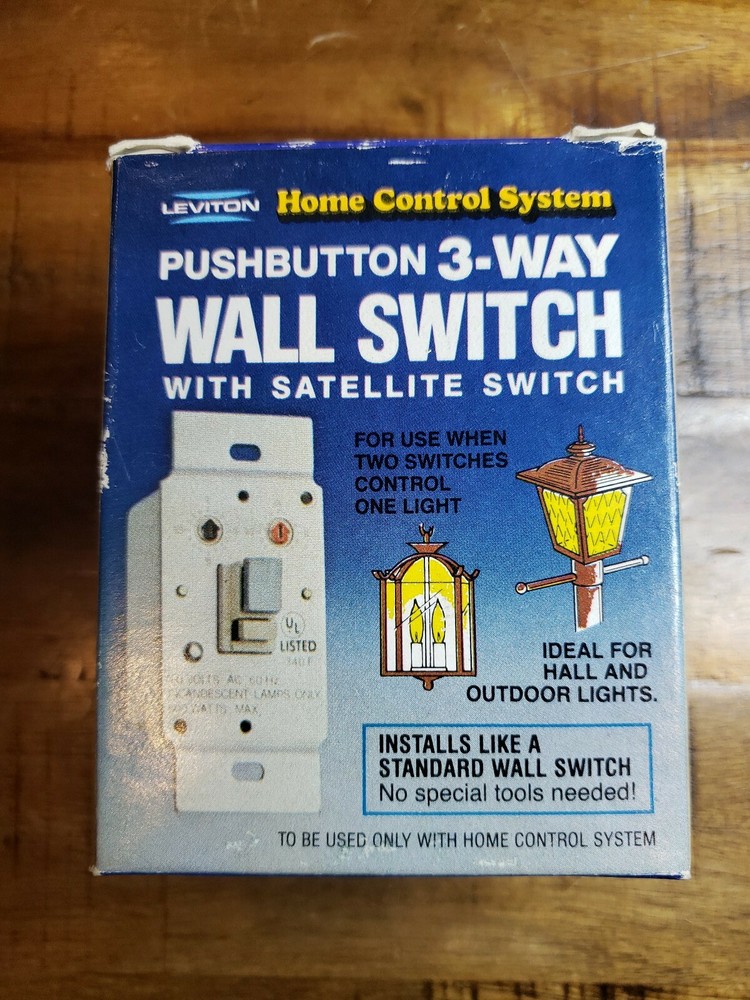 NEW Leviton Pushbutton 3-Way Wall Switch w/ Satellite switch. Model# 800-6325