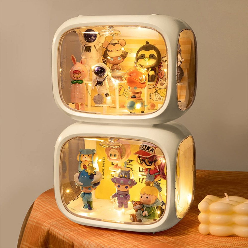 Clear Acrylic Display Case for Figures with LED Light, Dustproof & Moisturepr...