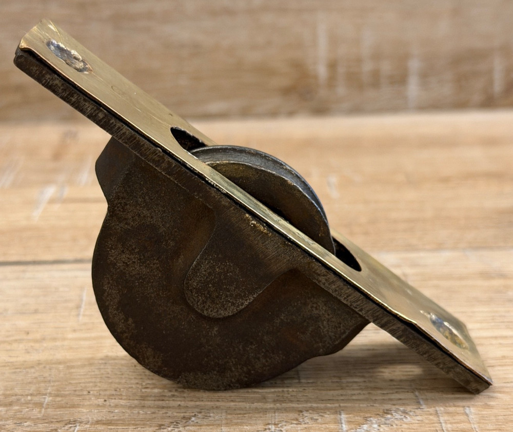 Two Antique Cast Iron, Brass Window Pulleys