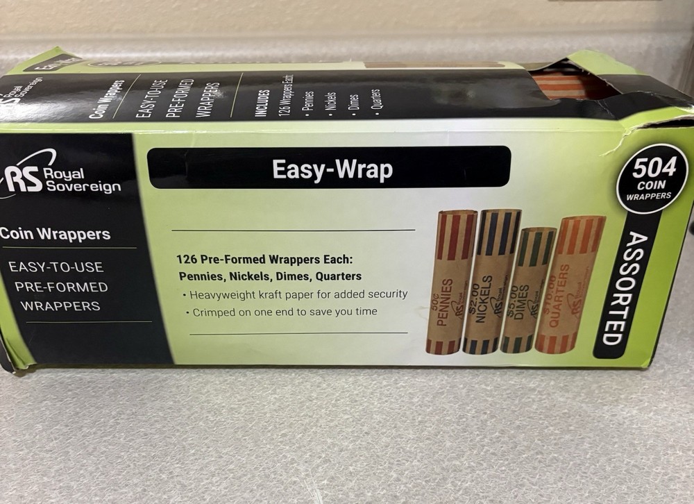 Coin Wrappers. 467 Pieces. Paper Rolls. Easy Wrap. Assorted Sizes.