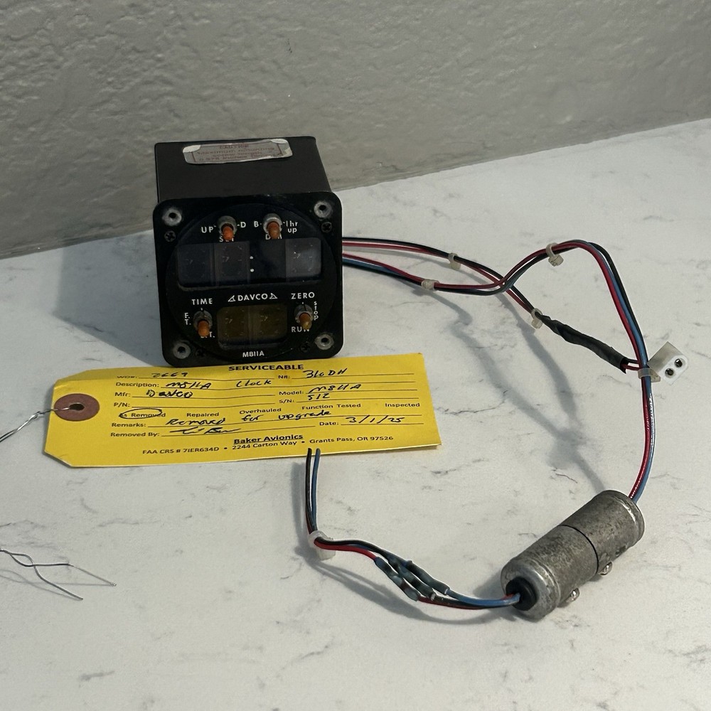 DAVCO M811A DIGITAL AIRCRAFT CHRONOMETER CLOCK TIMER + Yellow Tag