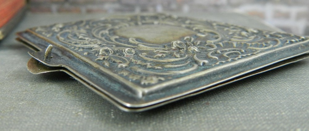 Antique Repousé Sterling Silver Hinged Purse / Pocket Note Book