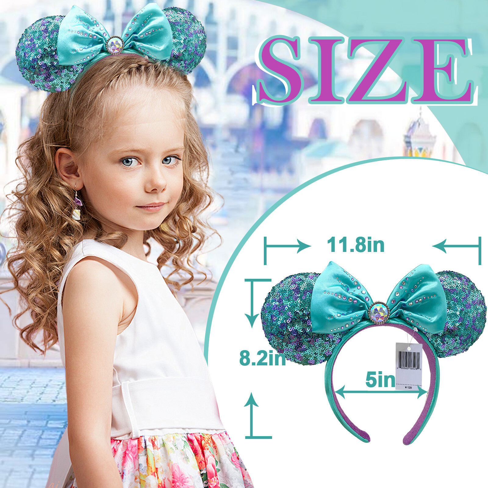 Disney` Parks Ariel The Little Mermaid 30th Anniversary Minnie Ears Headband