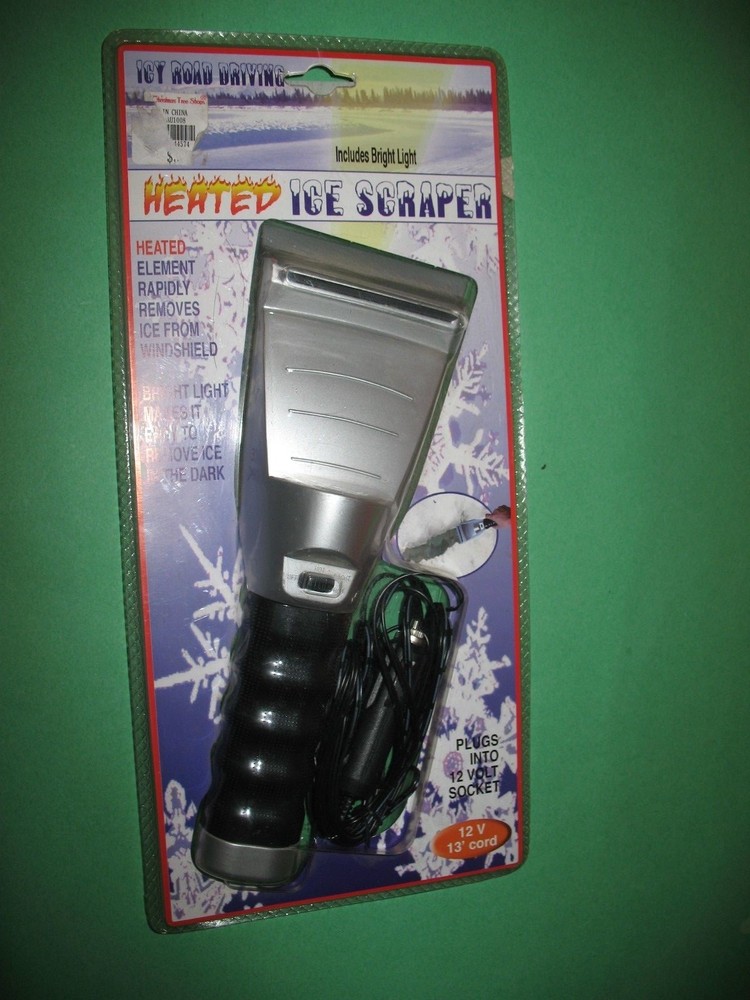 HEATED ICE SCRAPER WITH BRIGHT LIGHT NEW