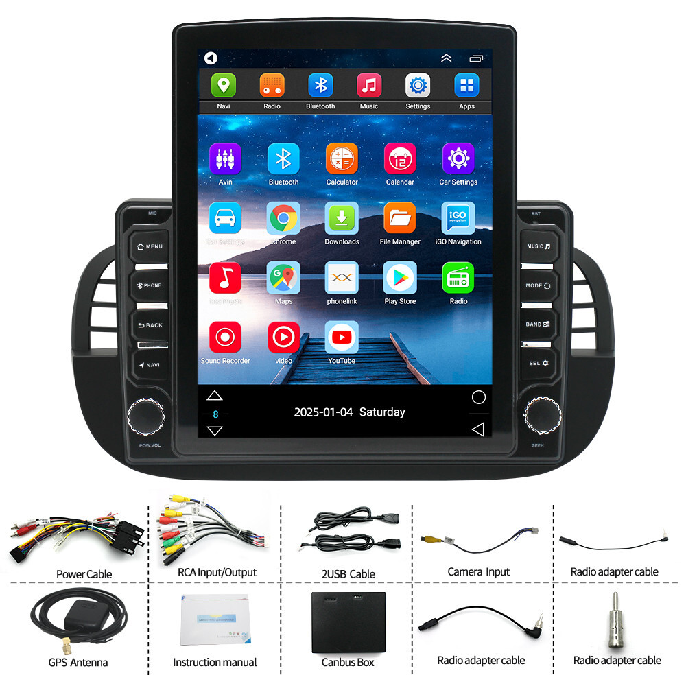 Fit For 2007-2015 Fiat 500 Android 14 For Carplay Car Stereo Radio GPS Navi BT