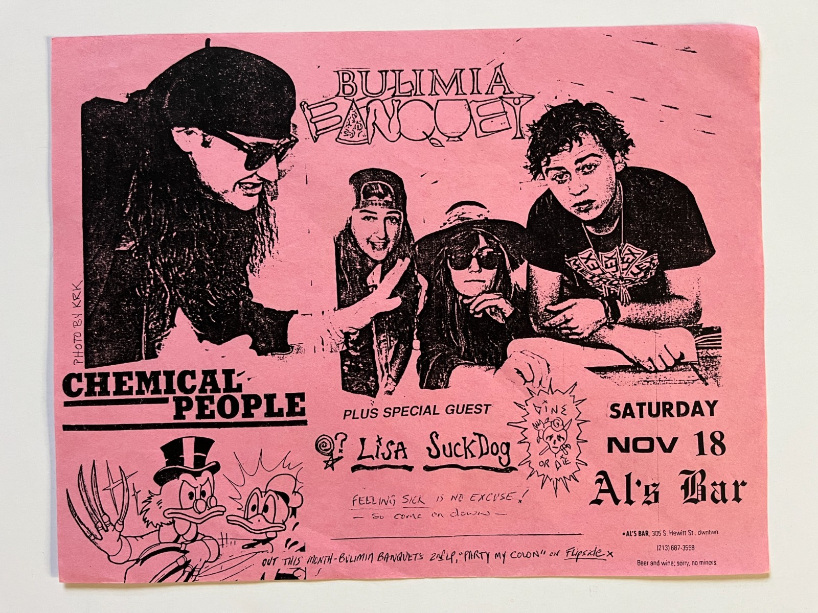 Lisa Suckdog Bulimia Banquet Chemical People Flyer Concert Punk Poster