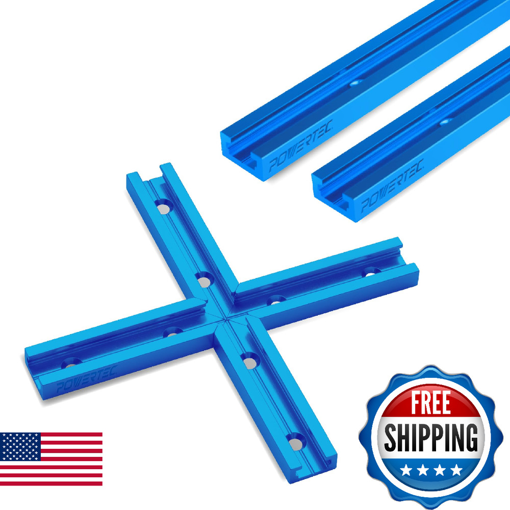 POWERTEC 24" Universal T-Track & Intersection Kit, Double-Cut Profile
