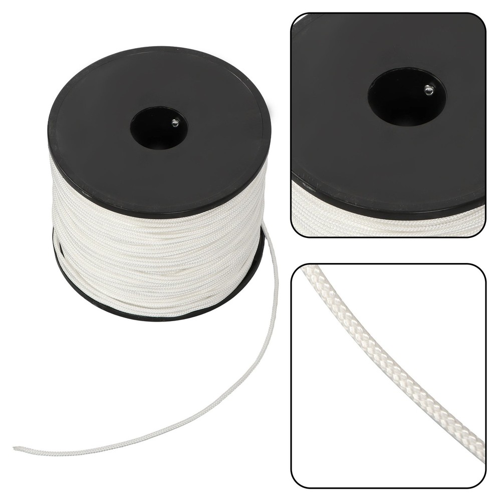 1/8 in White Dacron Polyester Cord - 500 Foot Spool Industrial Solid Braid Rope