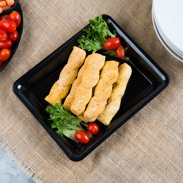 Fineline RC471.BK, 10x8-Inch Platter Black Plastic Rectangular Trays, 25/CS