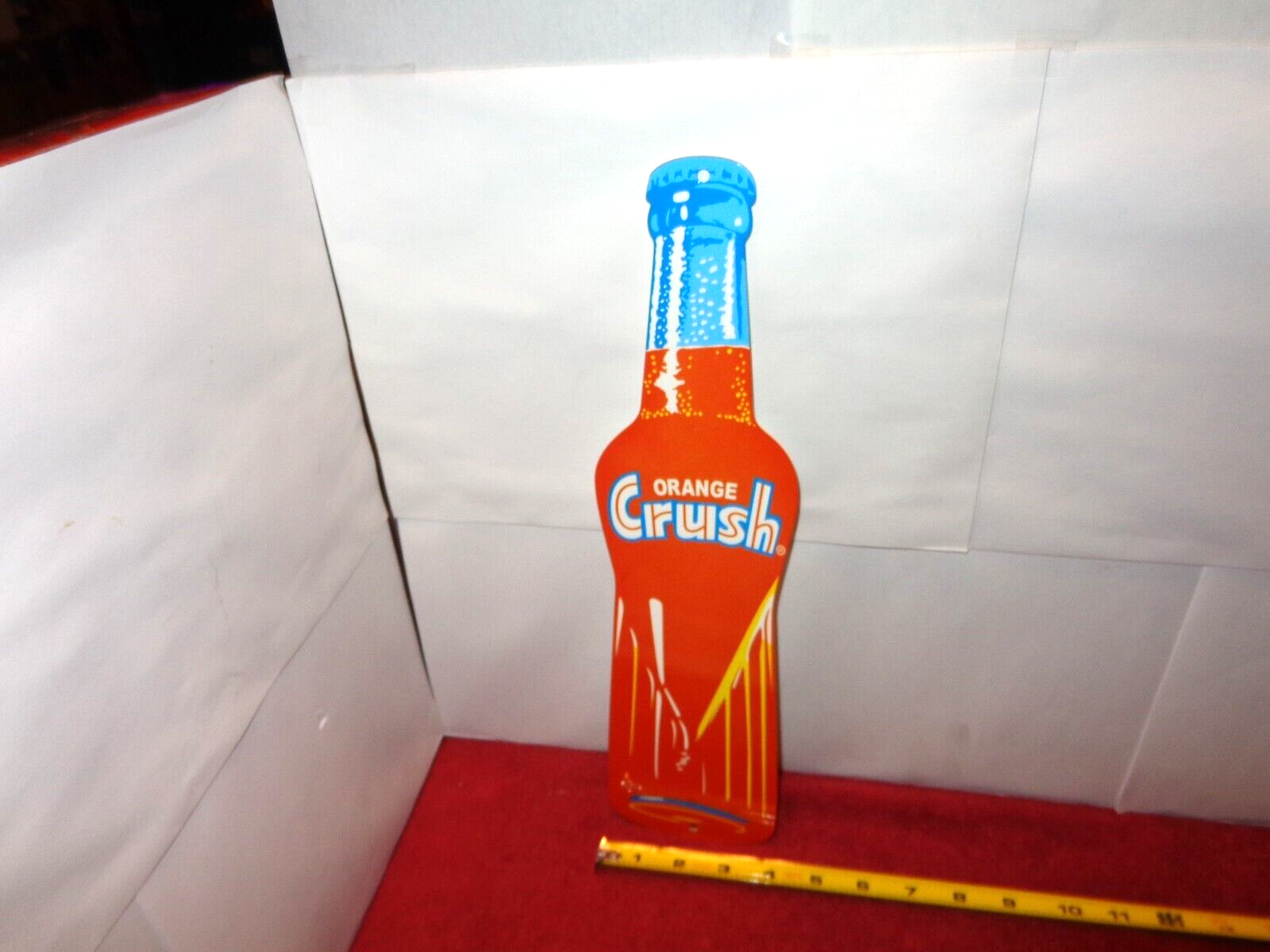 3 3/4 x 15 in ORANGE CRUSH SODA POP ADVERTISING SIGN HEAVY DIE CUT METAL #Z 286
