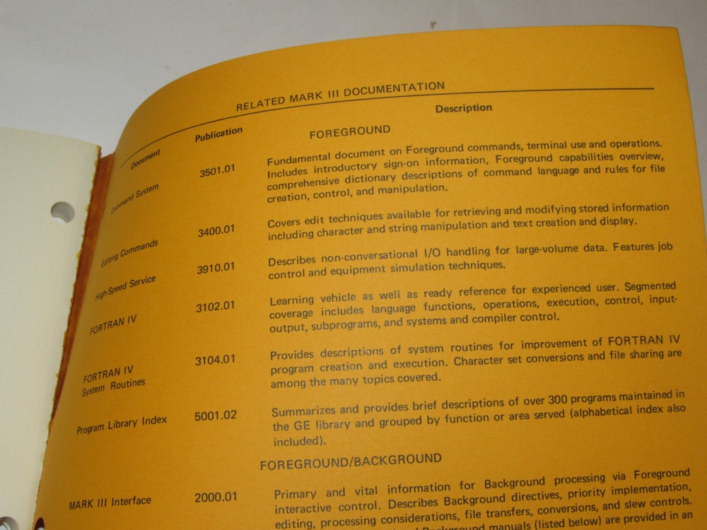VTG 1973 GE/GENERAL ELECTRIC MARK III COMPUTER BASIC LANGUAGE REFERENCE MANUAL!