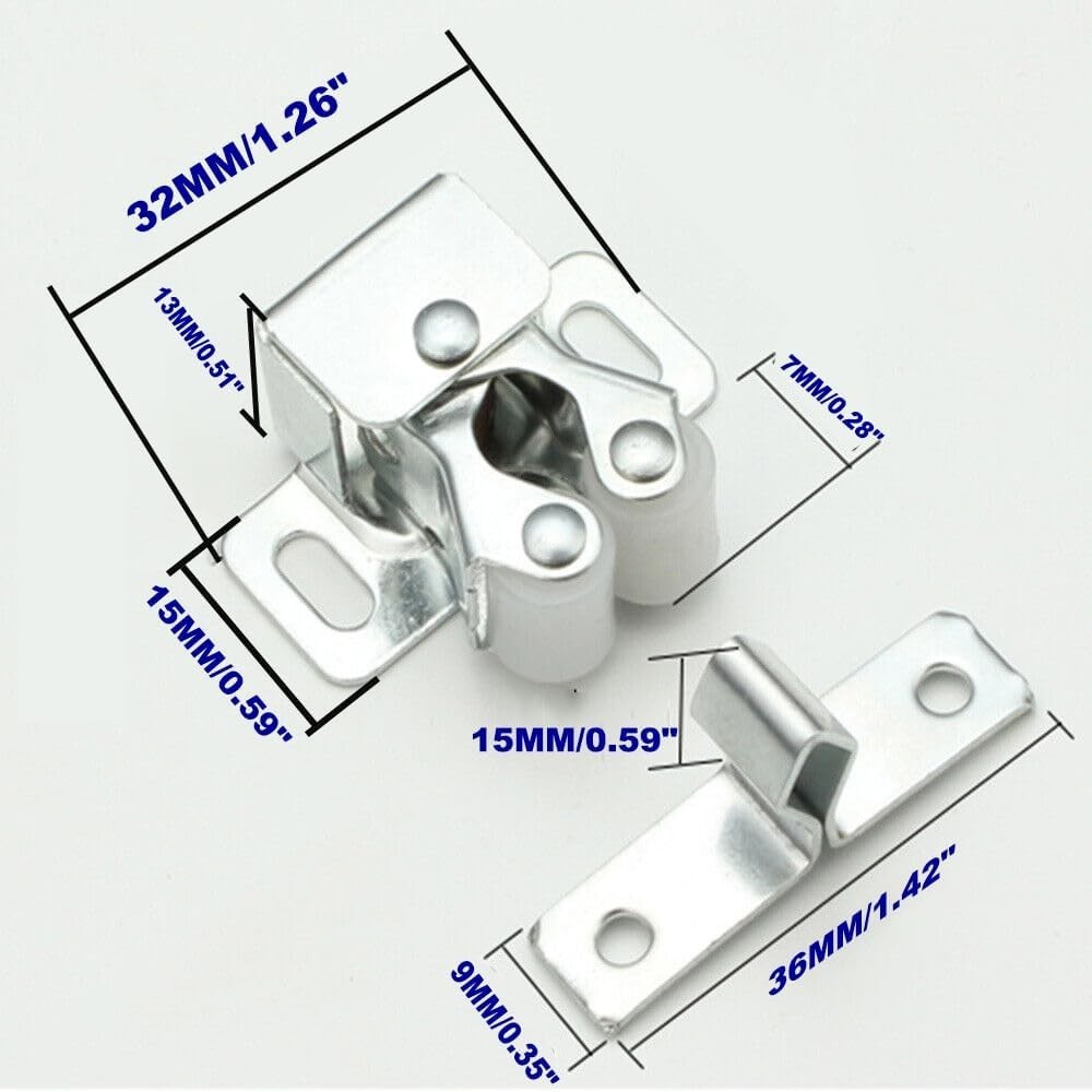 Sturdy 6 Pack Double Roller Cabinet Latch Set - Easy Installation and Security
