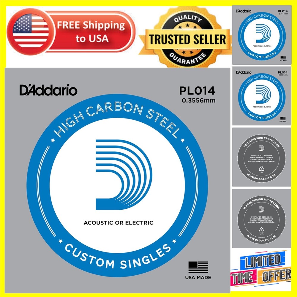 .014 Gauge Phosphor Bronze Guitar String - Reliable Replacement from D'Addario