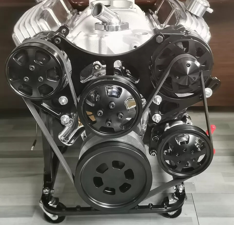 Small Block Chevy 350 400 Black Complete Serpentine Kit Front Drive System LWP