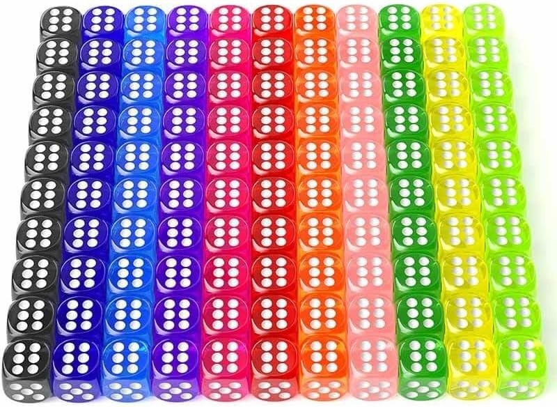 Versatile 110-Piece Colored Dice Set - Perfect for Classroom & Craft Projects