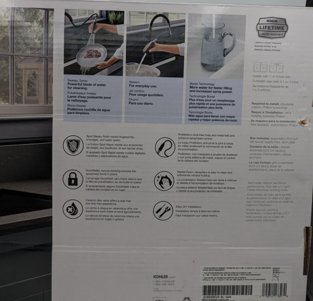 Kohler - Guild - Pull-Down Kitchen Faucet - Matte Black Finish- New Open Box