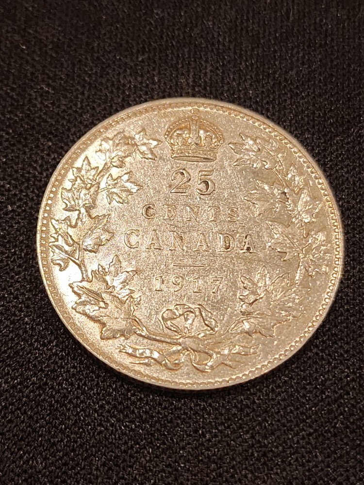 1917 Canada 25 Cents Silver Coin