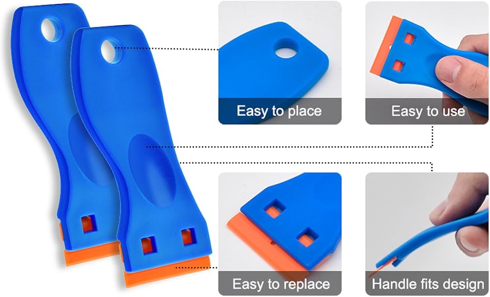 Plastic Blade Scraper and Blades, Remove Label Decal Tool，