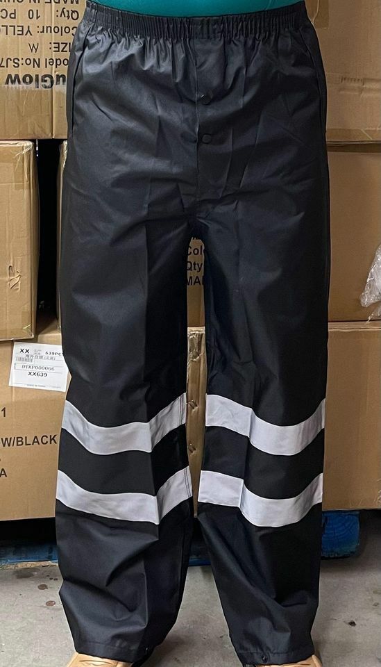 Black Safety Rain-suit, Rain Jacket With Hoodie and Rain Pants