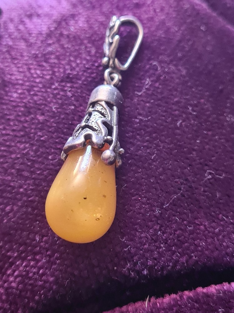 Amber Drop Earring And Pendant Set