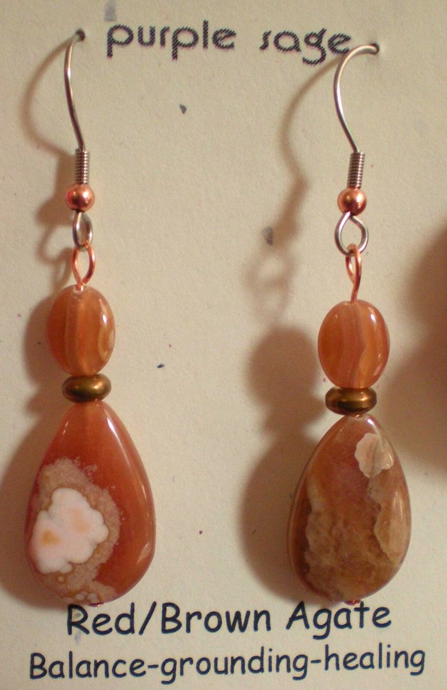 Agate Drop Earrings - Balance, Grounding, Healing e130
