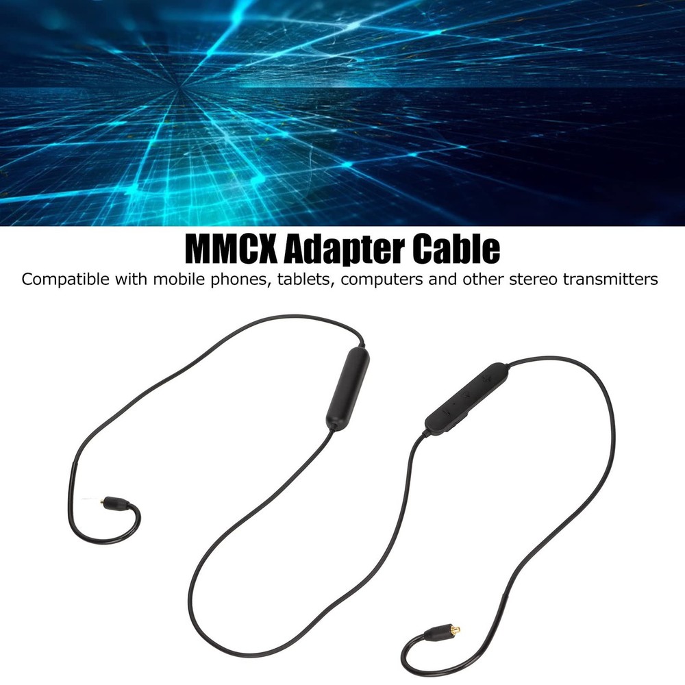 MMCX Bluetooth Adapter Cable with Low Latency Codec, Bass and 90cm, Black