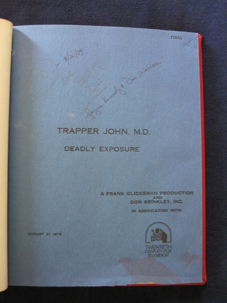 ORIGINAL TV SCRIPT 'DEADLY EXPOSURE' TRAPPER JOHN, MD - 'RIPPLES' COPY