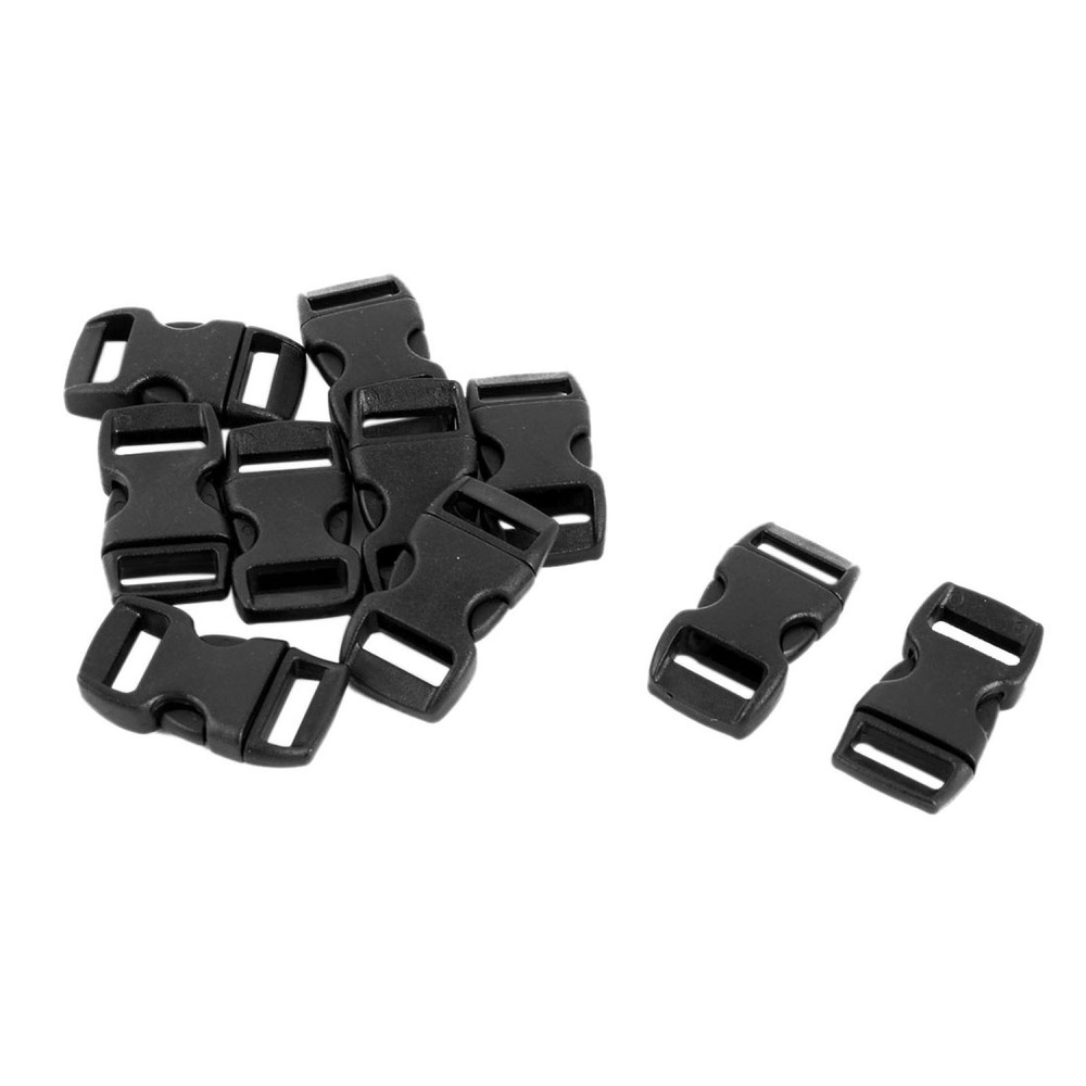 Plastic Side Quick Release Clasp Buckles Black 10mm Width Webbing Strap 10pcs