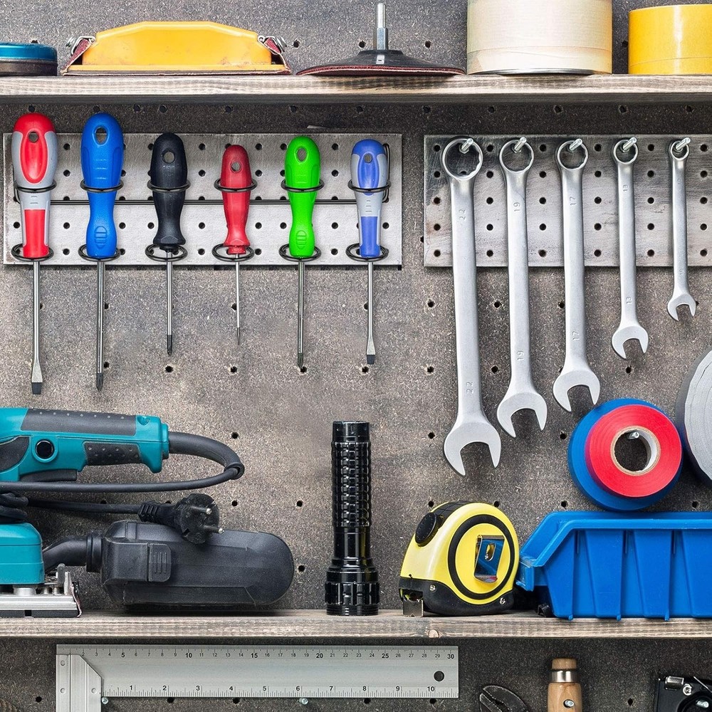 Pegboard Screwdriver Holders, Tool Organizer Racks for Pegboard, 4 Pieces