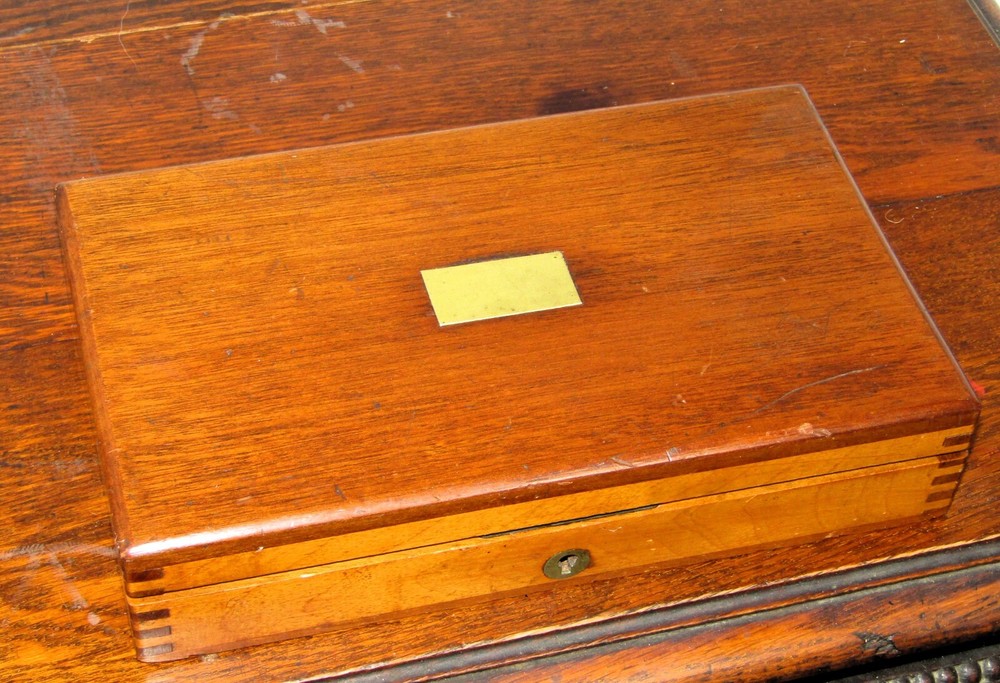 Antique Vintage Walnut Box Draftsman Drawing Set Geometry Technical Engineering