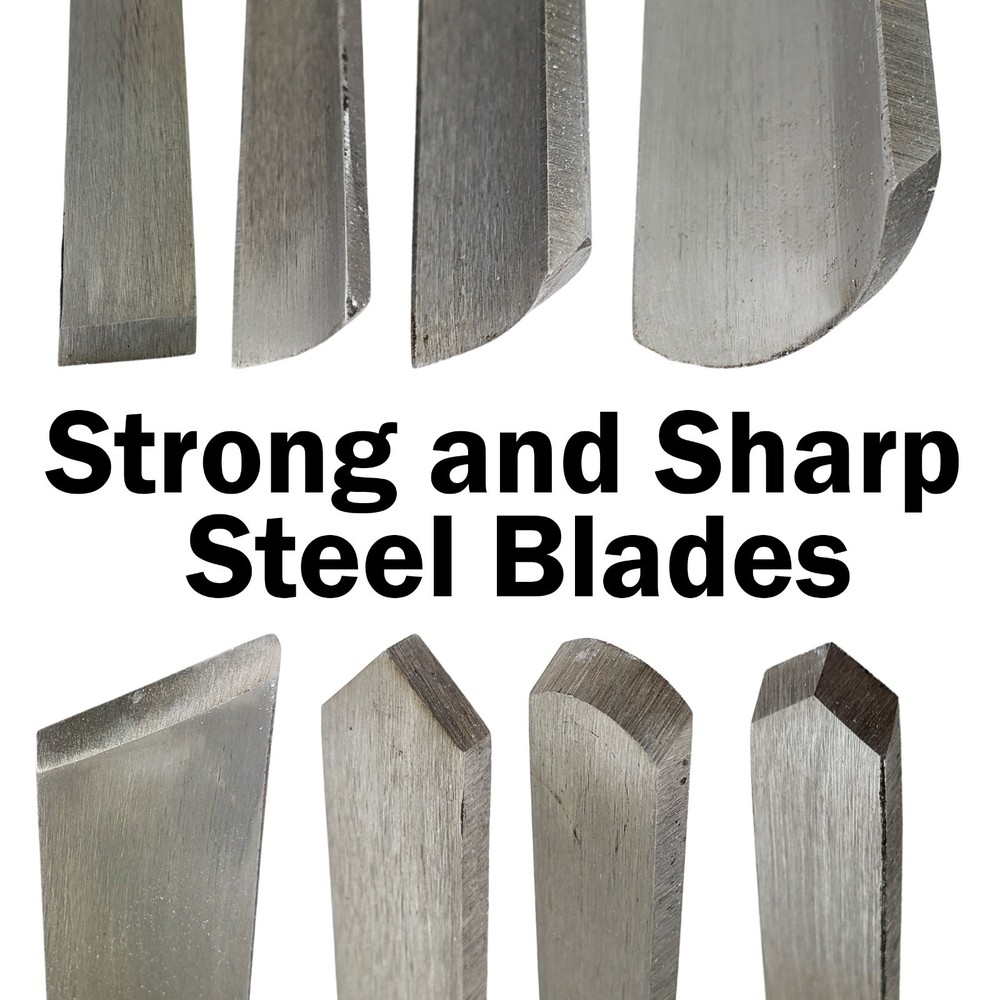 8 Piece Wood Chisel Set for Lathe Woodworking - Gouges, Skews, Parting Tool, etc