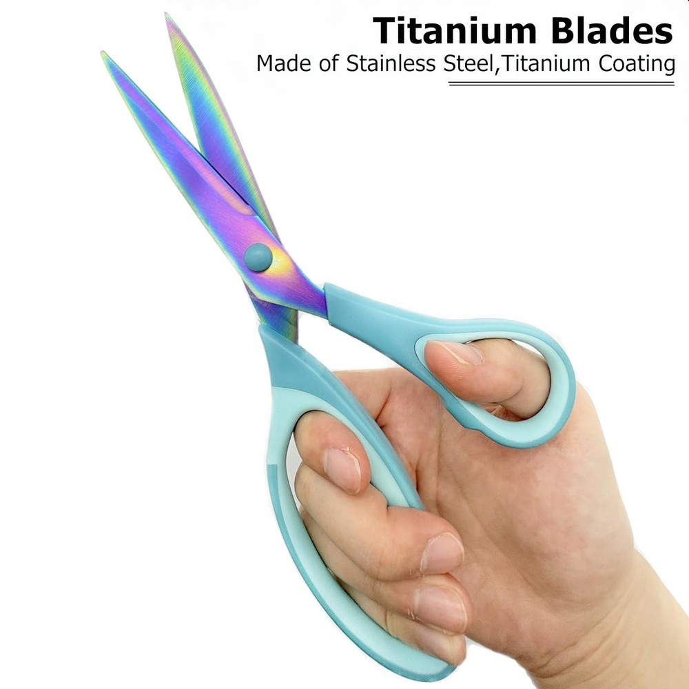 Craft Scissors 3 Pack All Purpose Sharp Titanium Blades Shears Blue Handle