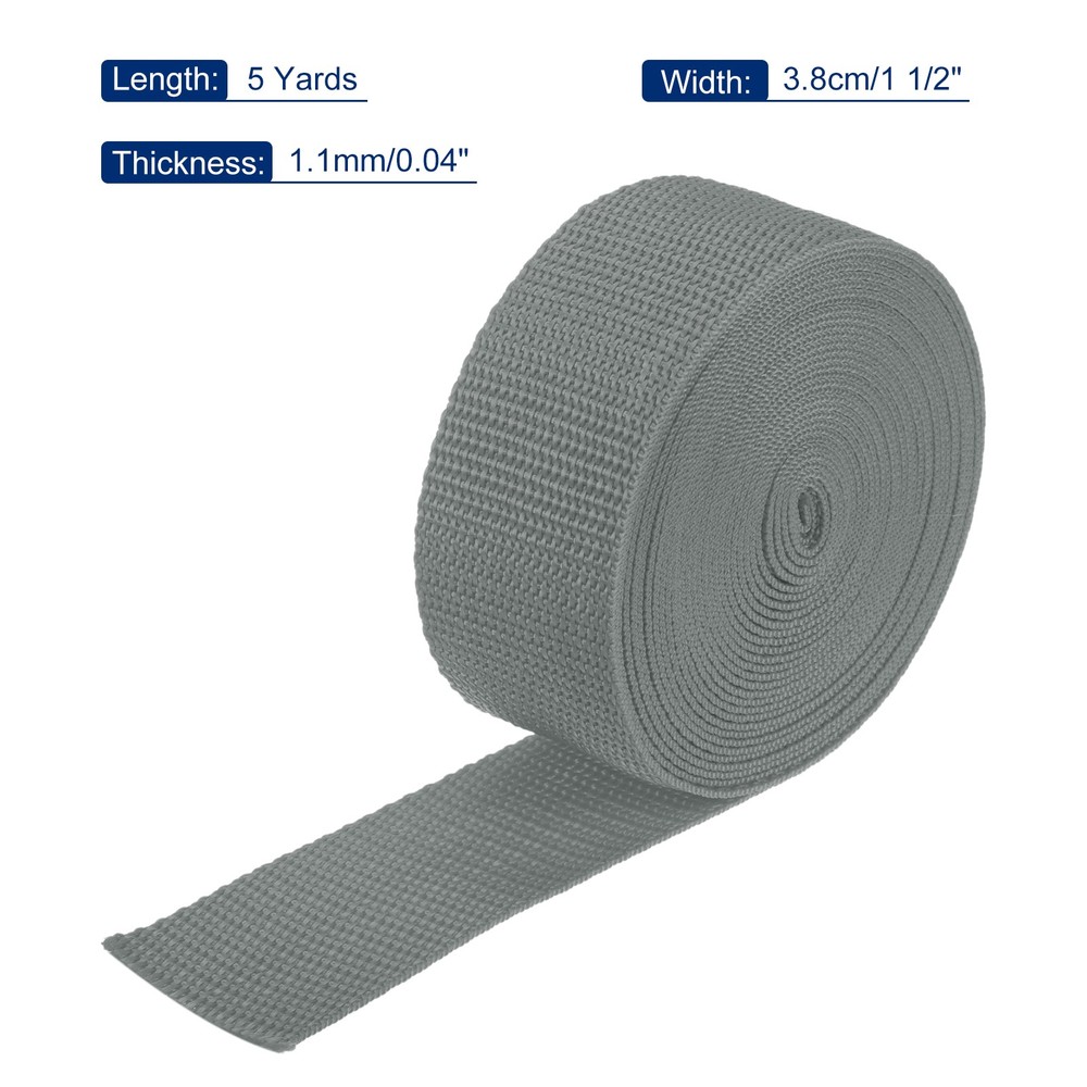Lightweight Polypropylene Webbing Strap 3.8cm 5 Yard Grey