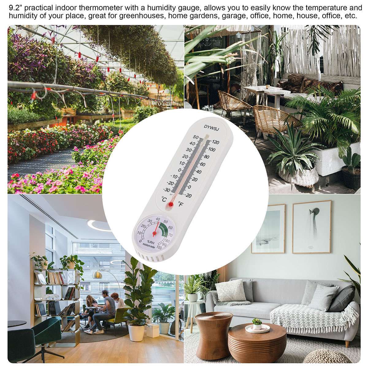 4PCS Wall Thermometer Indoor Outdoor Mount Garden Greenhouse Home Humidity Meter