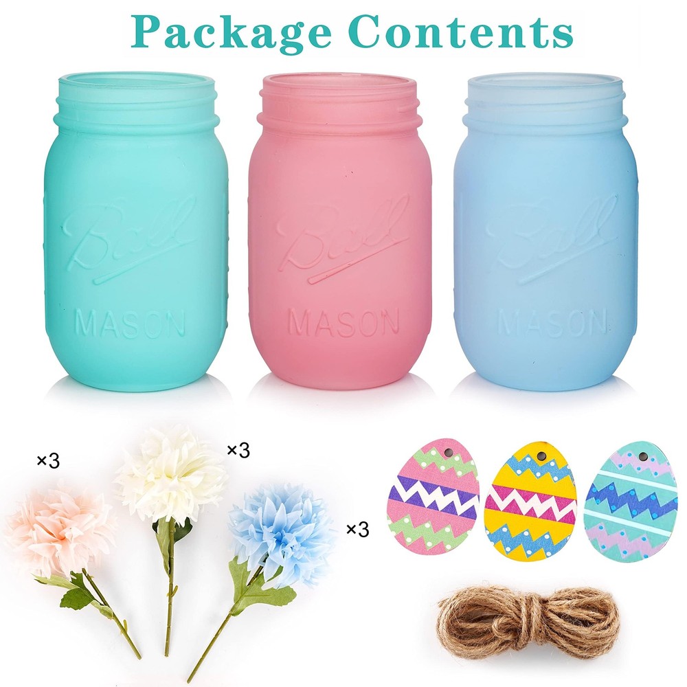 Easter Decorations, Easter Mason Jars Decoration, Easter Farmhouse Decor Dinn...
