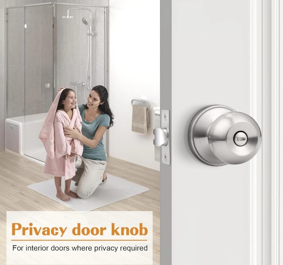 Probrico Privacy Interior Door Knobs Bed and Bath 6 Pack, Brushed Nickel