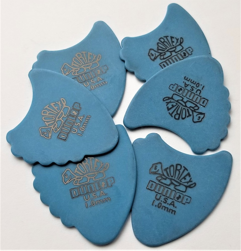 Dunlop 414R1.0 Tortex Fins, 6 Picks 1.0mm Blue