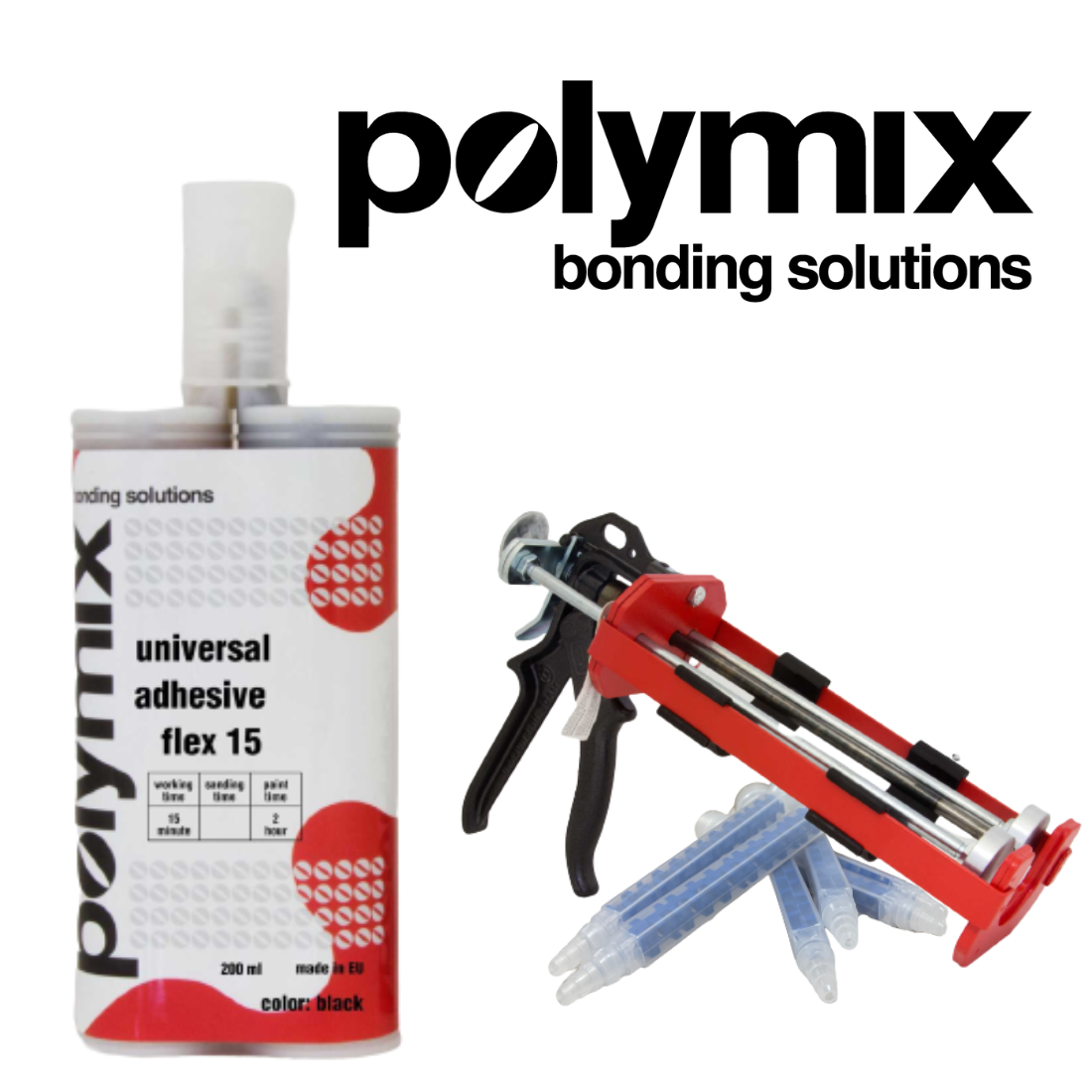 Polymix Black Automotive Rigid Plastic Repair & Adhesive Cartridge 200ml